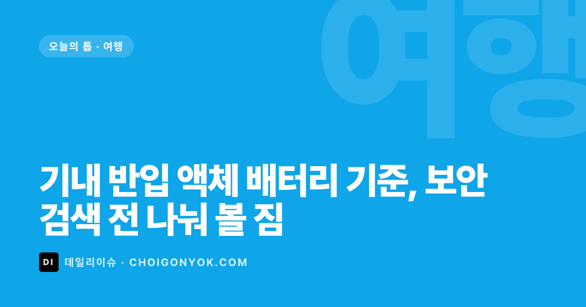기내 반입 액체 배터리 기준, 보안검색 전 나눠 볼 짐