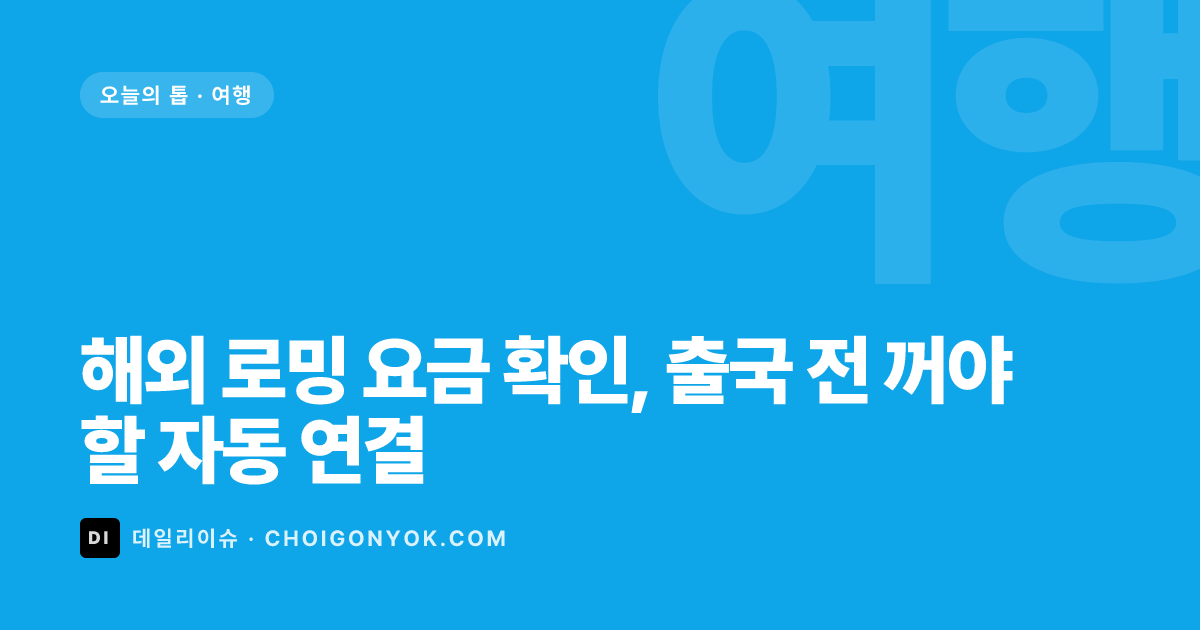 해외 로밍 요금 확인, 출국 전 꺼야 할 자동 연결